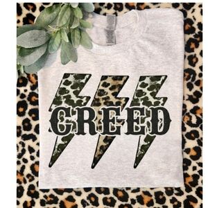 Creed Shirt Rock Music Popular Lightening Bolt Cheetah Print
